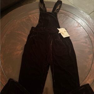 NWT Zara Velvet Jumpsuit in Deep Brown